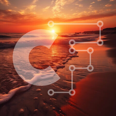 Intra Συλλεκτικό Ξύλινο Παζλ Plywood  4mm - Εκπληκτικό ηλιοβασίλεμα πάνω από τον ωκεανό με τα κύματα να πέφτουν στην ακτή Σε Ξύλινο Κουτί - Διαστάσεις Puzzle: 10x10 cm – 25 κομμάτια - Image 1