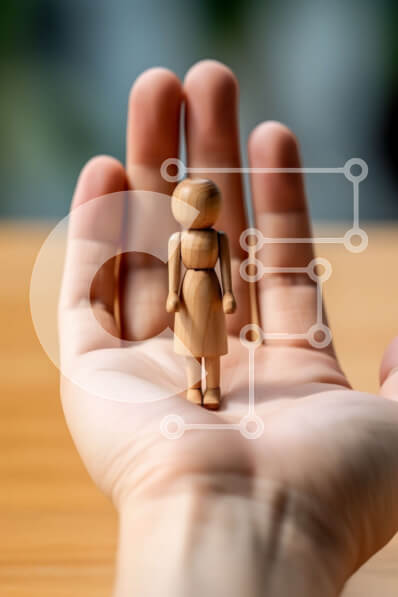 Intra Συλλεκτικό Ξύλινο Παζλ Plywood  4mm - Περίτεχνα σκαλισμένο ξύλινο ειδώλιο γυναίκας που κρατά ένα μωρό Σε Ξύλινο Κουτί - Διαστάσεις Puzzle: 10x10 cm – 25 κομμάτια