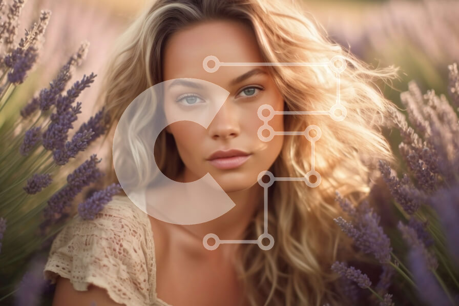 Intra Συλλεκτικό Ξύλινο Παζλ Plywood  4mm - Serenity in a Lavender Field: Γυναίκα με λευκό φόρεμα στο ηλιοβασίλεμα Σε Ξύλινο Κουτί - Διαστάσεις: 10x10 cm – 25 κομμάτια