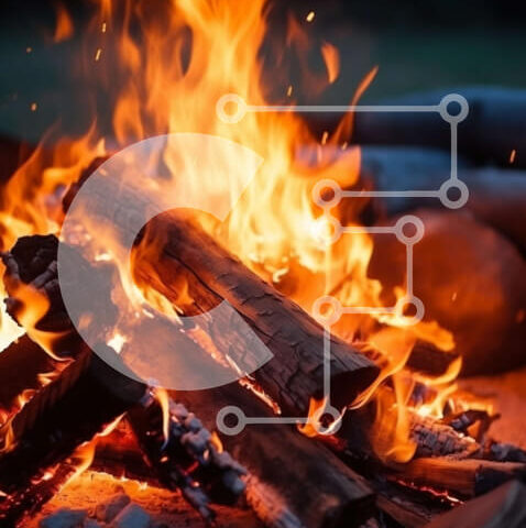 Intra Συλλεκτικό Ξύλινο Παζλ Plywood  4mm - Άνετο επάνω δίπλα στη φωτιά με αυτή τη φωτιά Στοκ Φωτογραφία Σε Ξύλινο Κουτί - Διαστάσεις: 10x10 cm – 25 κομμάτια - Image 1