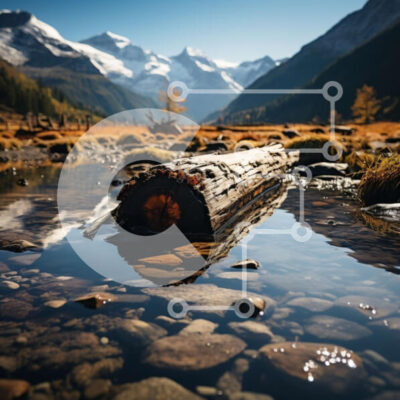 Intra Συλλεκτικό Ξύλινο Παζλ Plywood  4mm - Γραφική άποψη του ποταμού Log in με τα μαγευτικά βουνά στο φόντο Σε Ξύλινο Κουτί - Διαστάσεις: 10x10 cm – 25 κομμάτια - Image 1