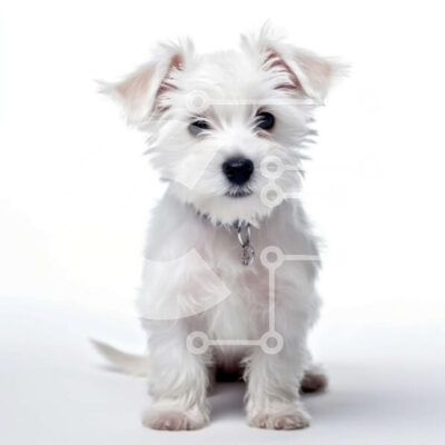 Intra Συλλεκτικό Ξύλινο Παζλ Plywood  4mm - Αξιολάτρευτη εικόνα ενός μικρού λευκού σκύλου σε λευκό φόντο Σε Ξύλινο Κουτί - Διαστάσεις: 10x10 cm – 25 κομμάτια - Image 1