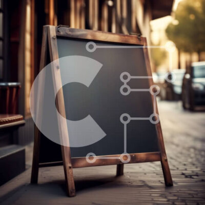 Intra Συλλεκτικό Ξύλινο Παζλ Plywood 4mm - Γραφικό και άνετο καφέ με πινακίδα μαυροπίνακα Σε Ξύλινο Κουτί - Διαστάσεις Puzzle: 10x10 cm – 25 κομμάτια - Image 1