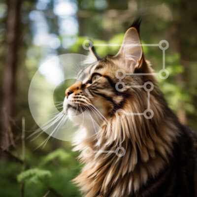 Intra Συλλεκτικό Ξύλινο Παζλ Plywood  4mm - Όμορφη εικόνα μιας σιαμέζας γάτας στο δάσος Σε Ξύλινο Κουτί - Διαστάσεις: 10x10 cm – 25 κομμάτια - Image 1