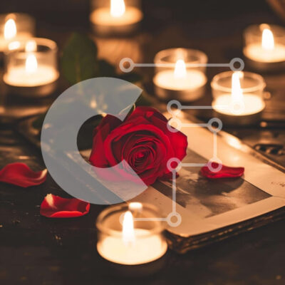 Intra Συλλεκτικό Ξύλινο Παζλ Plywood  4mm - Ρομαντική γιορτή με κόκκινο τριαντάφυλλο και κεριά Σε Ξύλινο Κουτί - Διαστάσεις: 10x10 cm – 25 κομμάτια - Image 1