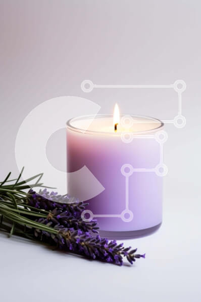 Intra Συλλεκτικό Ξύλινο Παζλ Plywood  4mm - Κερί με λουλούδια λεβάντας σε άσπρο φόντο Σε Ξύλινο Κουτί - Διαστάσεις Puzzle: 10x10 cm – 25 κομμάτια