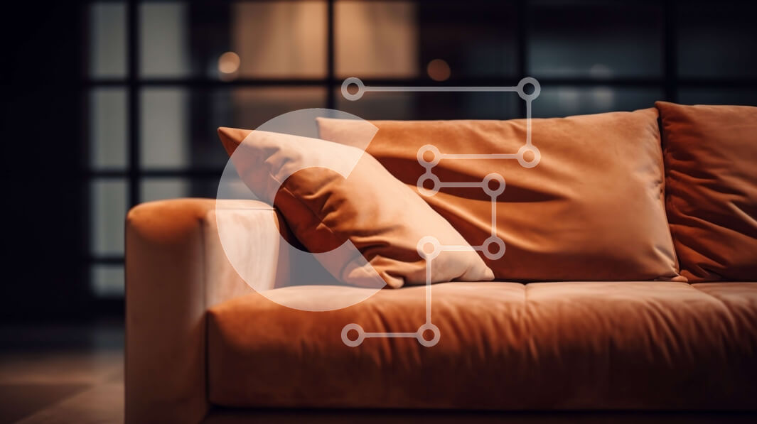 Intra Συλλεκτικό Ξύλινο Παζλ Plywood  4mm - Καφέ καναπές με μαξιλάρια σε δωμάτιο με χαμηλό φωτισμό Σε Ξύλινο Κουτί - Διαστάσεις Puzzle: 10x10 cm – 25 κομμάτια - Image 1