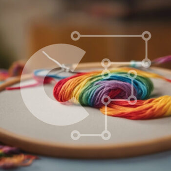 Intra Συλλεκτικό Ξύλινο Παζλ Plywood  4mm - Νήματα σε χρώμα ουράνιου τόξου σε κρίκο κεντήματος Σε Ξύλινο Κουτί - Διαστάσεις Puzzle: 10x10 cm – 25 κομμάτια - Image 1