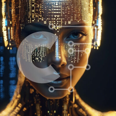 Intra Συλλεκτικό Ξύλινο Παζλ Plywood 4mm - Φουτουριστική γυναίκα με τεχνητό πρόσωπο και λαμπερά μάτια Σε Ξύλινο Κουτί - Διαστάσεις Puzzle: 10x10 cm – 25 κομμάτια - Image 1