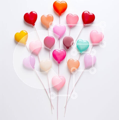 Intra Συλλεκτικό Ξύλινο Παζλ Plywood 4mm - Πολύχρωμα μπαλόνια σε σχήμα καρδιάς σε ραβδιά Σε Ξύλινο Κουτί - Διαστάσεις Puzzle: 10x10 cm – 25 κομμάτια - Image 1