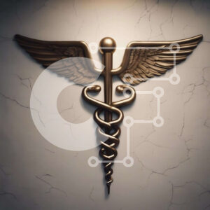 Intra Συλλεκτικό Ξύλινο Παζλ Plywood  4mm - Κηρύκειο σύμβολο σε χρυσό για τον ιατρικό τομέα Σε Ξύλινο Κουτί - Διαστάσεις Puzzle: 10x10 cm – 25 κομμάτια