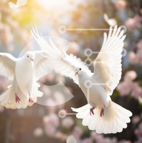 Intra Συλλεκτικό Ξύλινο Παζλ Plywood 4mm - Όμορφα λευκά περιστέρια εν πτήσει Σε Ξύλινο Κουτί - Διαστάσεις: 10x10 cm – 25 κομμάτια - Image 1