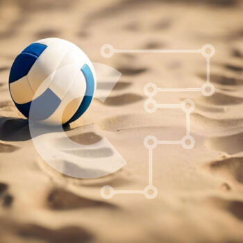 Intra Συλλεκτικό Ξύλινο Παζλ Plywood  4mm - Μπλε και άσπρη μπάλα βόλεϊ στην άμμο με ίχνη Σε Ξύλινο Κουτί - Διαστάσεις Puzzle: 10x10 cm – 25 κομμάτια - Image 1