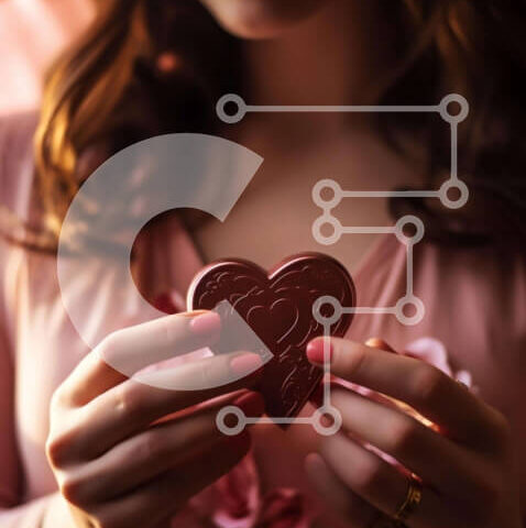 Intra Συλλεκτικό Ξύλινο Παζλ Plywood  4mm - Γυναίκα που κρατά σοκολάτα σε σχήμα καρδιάς Σε Ξύλινο Κουτί - Διαστάσεις: 10x10 cm – 25 κομμάτια - Image 1