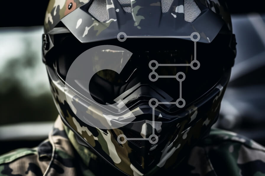 Intra Συλλεκτικό Ξύλινο Παζλ Plywood  4mm - Άτομο με ρούχα καμουφλάζ με μαύρα οχήματα Σε Ξύλινο Κουτί - Διαστάσεις Puzzle: 10x10 cm – 25 κομμάτια