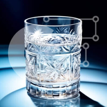 Intra Συλλεκτικό Ξύλινο Παζλ Plywood  4mm - Αναψυκτικό σε ένα ποτήρι νερό σε μια μπλε επιφάνεια Σε Ξύλινο Κουτί - Διαστάσεις: 10x10 cm – 25 κομμάτια - Image 1