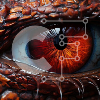 Intra Συλλεκτικό Ξύλινο Παζλ Plywood  4mm - Σαγηνευτική εικόνα του ματιού ενός δράκου με εκπληκτική λεπτομέρεια Σε Ξύλινο Κουτί - Διαστάσεις Puzzle: 10x10 cm – 25 κομμάτια - Image 1