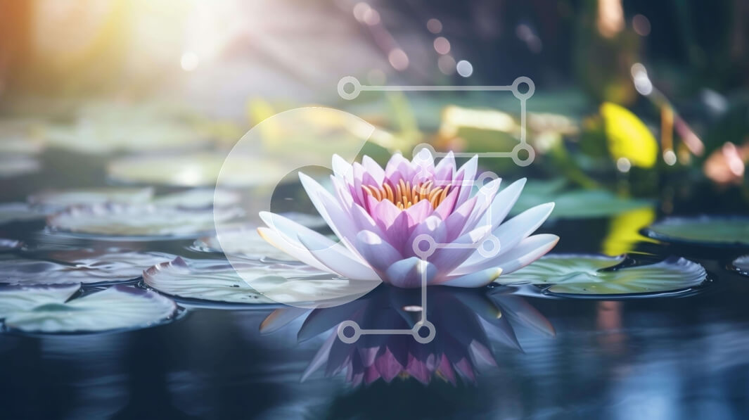 Intra Συλλεκτικό Ξύλινο Παζλ Plywood  4mm - Ροζ νούφαρο στην ειδυλλιακή λίμνη Σε Ξύλινο Κουτί - Διαστάσεις: 10x10 cm – 25 κομμάτια