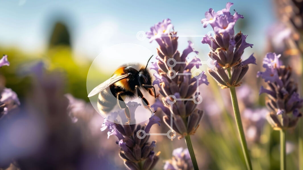 Intra Συλλεκτικό Ξύλινο Παζλ Plywood  4mm - Μέλισσα στα λουλούδια λεβάντας Σε Ξύλινο Κουτί - Διαστάσεις: 10x10 cm – 25 κομμάτια