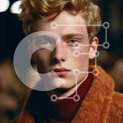 Intra Συλλεκτικό Ξύλινο Παζλ Plywood  4mm - Πορτρέτο ενός νεαρού άνδρα με ξανθά μαλλιά και μπλε μάτια σε μια κομψή στολή Σε Ξύλινο Κουτί - Διαστάσεις Puzzle: 10x10 cm – 25 κομμάτια - Image 1