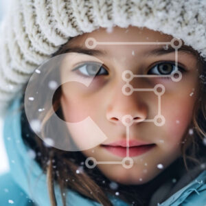 Intra Συλλεκτικό Ξύλινο Παζλ Plywood  4mm - Αξιολάτρευτη εικόνα ενός νεαρού κοριτσιού με χειμερινά ρούχα που παίζει στο χιόνι Σε Ξύλινο Κουτί - Διαστάσεις Puzzle: 10x10 cm – 25 κομμάτια