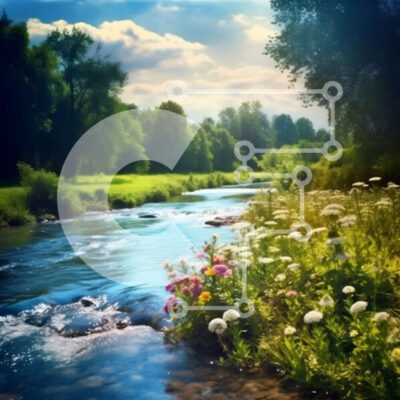 Intra Συλλεκτικό Ξύλινο Παζλ Plywood  4mm - Όμορφη εικόνα ενός γαλήνιου ποταμού και ενός καταπράσινου λιβαδιού Σε Ξύλινο Κουτί - Διαστάσεις: 10x10 cm – 25 κομμάτια - Image 1