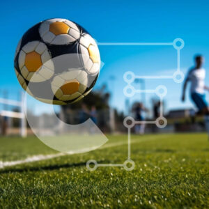 Intra Συλλεκτικό Ξύλινο Παζλ Plywood  4mm - Μπάλα ποδοσφαίρου στον αέρα σε ένα χορτάρι Σε Ξύλινο Κουτί - Διαστάσεις Puzzle: 10x10 cm – 25 κομμάτια