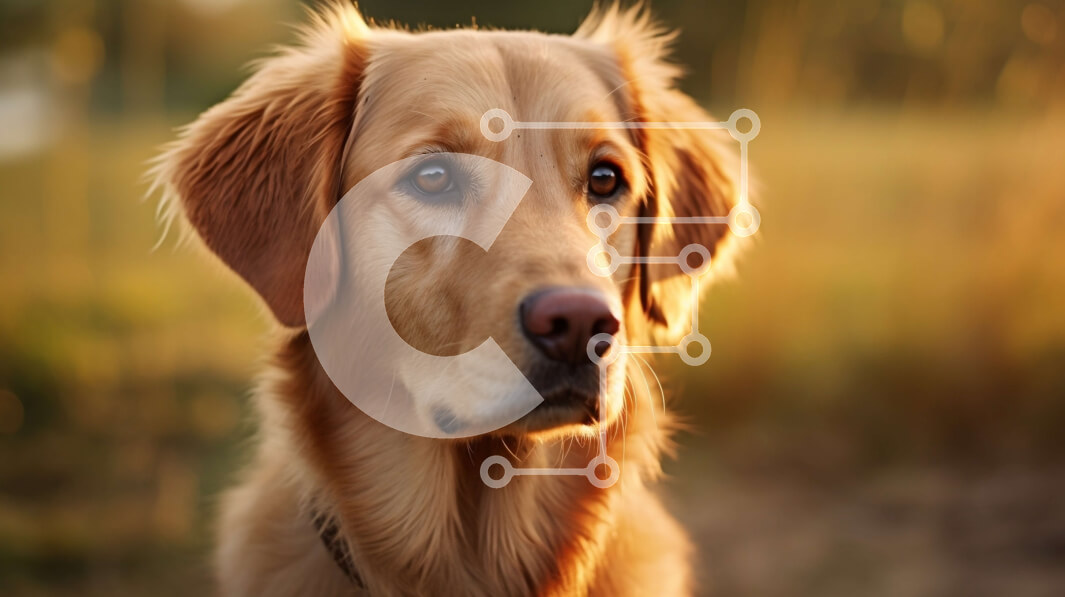 Intra Συλλεκτικό Ξύλινο Παζλ Plywood  4mm - Κοντινό πλάνο σκύλου Γκόλντεν Ριτρίβερ Σοβαρό και σε εγρήγορση Σε Ξύλινο Κουτί - Διαστάσεις: 10x10 cm – 25 κομμάτια