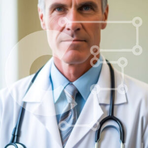 Intra Συλλεκτικό Ξύλινο Παζλ Plywood  4mm - Σοβαρός γιατρός με άσπρο εργαστηριακό παλτό και στηθοσκόπιο Σε Ξύλινο Κουτί - Διαστάσεις Puzzle: 10x10 cm – 25 κομμάτια