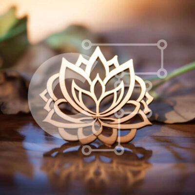 Intra Συλλεκτικό Ξύλινο Παζλ Plywood 4mm - Ξύλινη καρφίτσα λουλουδιών λωτού στο τραπέζι με φύλλα και λουλούδια Σε Ξύλινο Κουτί - Διαστάσεις: 10x10 cm – 25 κομμάτια - Image 1