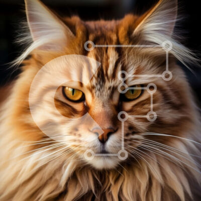 Intra Συλλεκτικό Ξύλινο Παζλ Plywood  4mm - Έντονη και εστιασμένη πορτοκαλί και λευκή γάτα κινηματογράφηση σε πρώτο πλάνο Σε Ξύλινο Κουτί - Διαστάσεις: 10x10 cm – 25 κομμάτια - Image 1