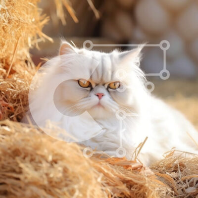 Intra Συλλεκτικό Ξύλινο Παζλ Plywood  4mm - Αξιολάτρευτη λευκή περσική γάτα στον αχυρώνα Σε Ξύλινο Κουτί - Διαστάσεις: 10x10 cm – 25 κομμάτια - Image 1