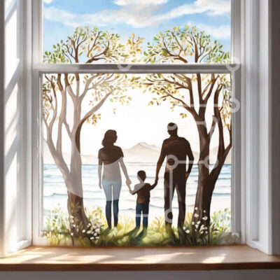 Intra Συλλεκτικό Ξύλινο Παζλ Plywood 4mm - Οικογένεια με θέα στον ωκεανό Σε Ξύλινο Κουτί - Διαστάσεις Puzzle: 10x10 cm – 25 κομμάτια - Image 1