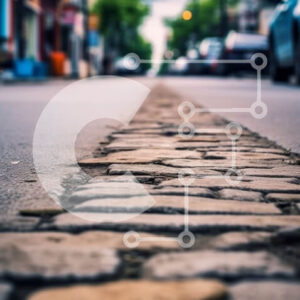 Intra Συλλεκτικό Ξύλινο Παζλ Plywood  4mm - Σιγή εικόνα ενός έρημου δρόμου με σταθμευμένα αυτοκίνητα σε λιθόστρωτα Σε Ξύλινο Κουτί - Διαστάσεις Puzzle: 10x10 cm – 25 κομμάτια