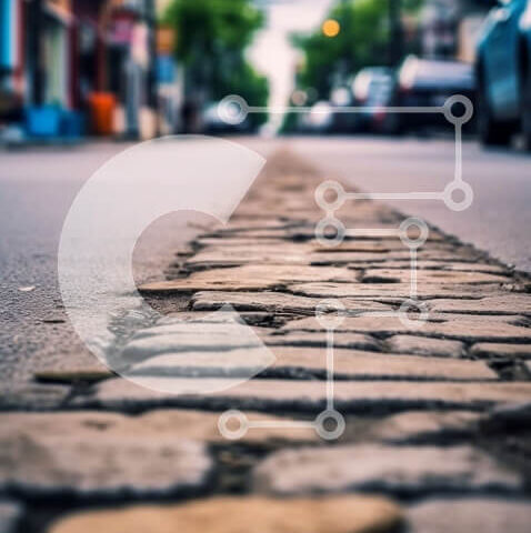 Intra Συλλεκτικό Ξύλινο Παζλ Plywood  4mm - Σιγή εικόνα ενός έρημου δρόμου με σταθμευμένα αυτοκίνητα σε λιθόστρωτα Σε Ξύλινο Κουτί - Διαστάσεις Puzzle: 10x10 cm – 25 κομμάτια - Image 1