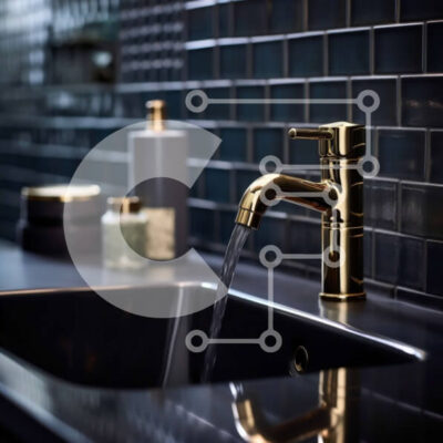 Intra Συλλεκτικό Ξύλινο Παζλ Plywood 4mm - Κομψός μαύρος και χρυσός νιπτήρας μπάνιου με τρεχούμενο νερό Σε Ξύλινο Κουτί - Διαστάσεις Puzzle: 10x10 cm – 25 κομμάτια - Image 1