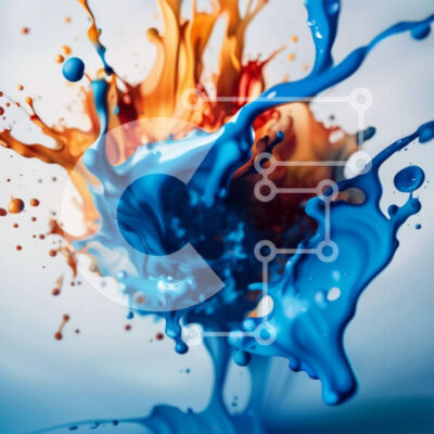 Intra Συλλεκτικό Ξύλινο Παζλ Plywood  4mm - Ζωντανή αφηρημένη τέχνη: Μπλε και πορτοκαλί βουτιά σε λευκό φόντο Σε Ξύλινο Κουτί - Διαστάσεις Puzzle: 10x10 cm – 25 κομμάτια - Image 1