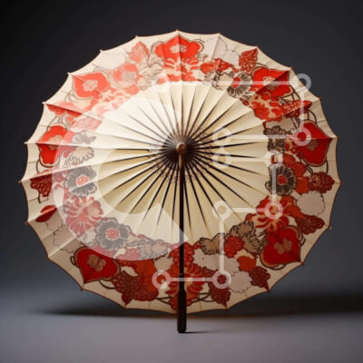 Intra Συλλεκτικό Ξύλινο Παζλ Plywood  4mm - Παραδοσιακή ομπρέλα ασιατικής έμπνευσης με κόκκινο και λευκό λουλουδάτο μοτίβο Σε Ξύλινο Κουτί - Διαστάσεις Puzzle: 10x10 cm – 25 κομμάτια - Image 1