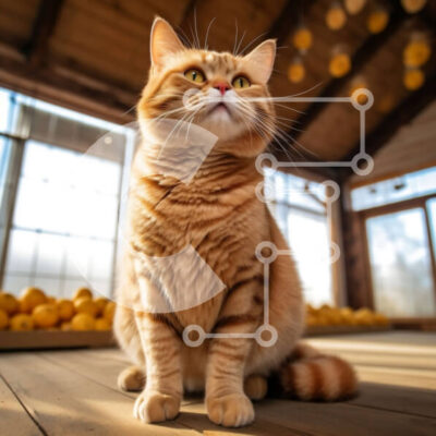 Intra Συλλεκτικό Ξύλινο Παζλ Plywood  4mm - Αξιολάτρευτη εικόνα μιας πορτοκαλί τιγρέ γάτας που κοιτάζει την κάμερα Σε Ξύλινο Κουτί - Διαστάσεις: 10x10 cm – 25 κομμάτια - Image 1