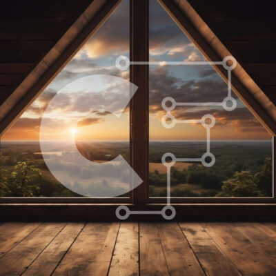 Intra Συλλεκτικό Ξύλινο Παζλ Plywood  4mm - Θέα στο ηλιοβασίλεμα από μια ξύλινη καμπίνα στα βουνά Σε Ξύλινο Κουτί - Διαστάσεις: 10x10 cm – 25 κομμάτια - Image 1