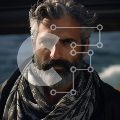 Intra Συλλεκτικό Ξύλινο Παζλ Plywood  4mm - Κομψός άνδρας που στέκεται δίπλα στον ωκεανό Σε Ξύλινο Κουτί - Διαστάσεις Puzzle: 10x10 cm – 25 κομμάτια - Image 1