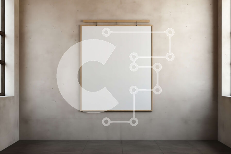 Intra Συλλεκτικό Ξύλινο Παζλ Plywood  4mm - Κενός λευκός καμβάς που κρέμεται σε τσιμεντένιο τοίχο Σε Ξύλινο Κουτί - Διαστάσεις Puzzle: 10x10 cm – 25 κομμάτια