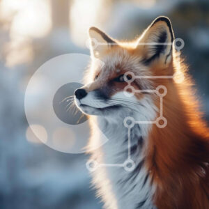 Intra Συλλεκτικό Ξύλινο Παζλ Plywood  4mm - Ταπετσαρία εμπνευσμένη κόκκινη αλεπού στο χιόνι Σε Ξύλινο Κουτί - Διαστάσεις: 10x10 cm – 25 κομμάτια