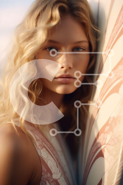 Intra Συλλεκτικό Ξύλινο Παζλ Plywood  4mm - Εκπληκτικό πορτρέτο μιας γυναίκας σε μια αμμώδη παραλία Σε Ξύλινο Κουτί - Διαστάσεις Puzzle: 10x10 cm – 25 κομμάτια