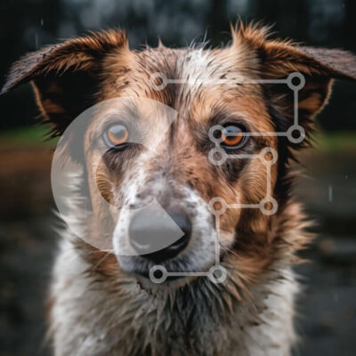 Intra Συλλεκτικό Ξύλινο Παζλ Plywood  4mm - Αξιολάτρευτη εικόνα ενός βρεγμένου σκύλου που κοιτάζει κατευθείαν την κάμερα Σε Ξύλινο Κουτί - Διαστάσεις: 10x10 cm – 25 κομμάτια - Image 1