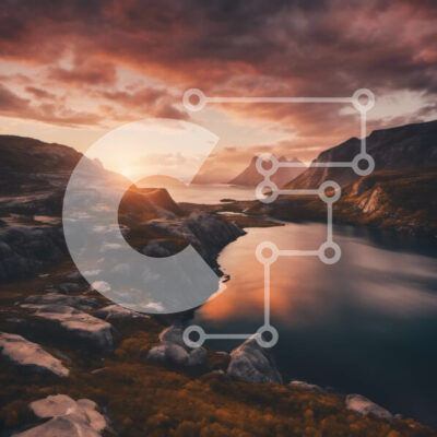 Intra Συλλεκτικό Ξύλινο Παζλ Plywood  4mm - Γραφικό ορεινό τοπίο στο ηλιοβασίλεμα με το νερό στο πρώτο πλάνο Σε Ξύλινο Κουτί - Διαστάσεις: 10x10 cm – 25 κομμάτια - Image 1