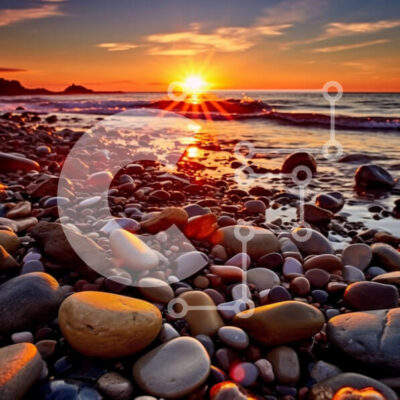 Intra Συλλεκτικό Ξύλινο Παζλ Plywood 4mm - Εκπληκτικό ηλιοβασίλεμα πάνω από τη Βραχώδη παραλία με τα κύματα να πέφτουν στην ακτή Σε Ξύλινο Κουτί - Διαστάσεις: 10x10 cm – 25 κομμάτια - Image 1