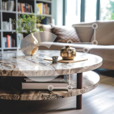 Intra Συλλεκτικό Ξύλινο Παζλ Plywood  4mm - Κομψό σαλόνι με μαρμάρινο τραπεζάκι σαλονιού και χρυσό βάζο Σε Ξύλινο Κουτί - Διαστάσεις Puzzle: 10x10 cm – 25 κομμάτια - Image 1