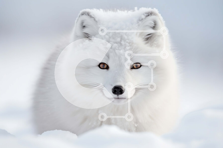 Intra Συλλεκτικό Ξύλινο Παζλ Plywood  4mm - Εκπληκτική εικόνα μιας λευκής αλεπούς της Αρκτικής στο χιόνι Σε Ξύλινο Κουτί - Διαστάσεις: 10x10 cm – 25 κομμάτια