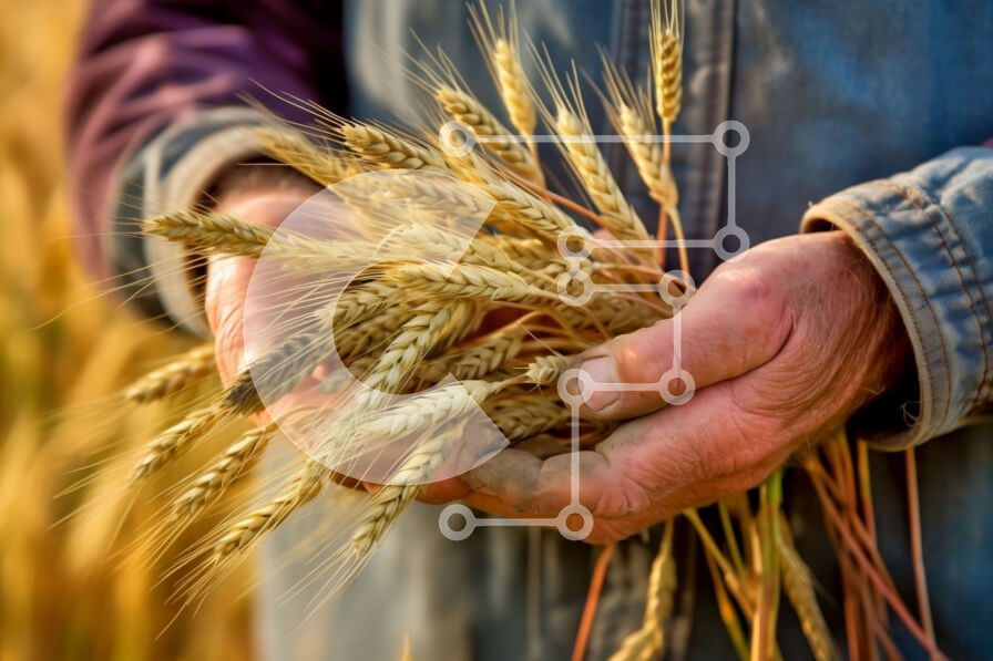 Intra Συλλεκτικό Ξύλινο Παζλ Plywood  4mm - Όμορφη εικόνα του ηλικιωμένου αγρότη με το ώριμο σιτάρι σε ένα χωράφι Σε Ξύλινο Κουτί - Διαστάσεις: 10x10 cm – 25 κομμάτια